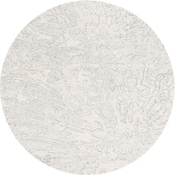 Round Machine Washable Contemporary Dark White Beige Rug, wshcon2598