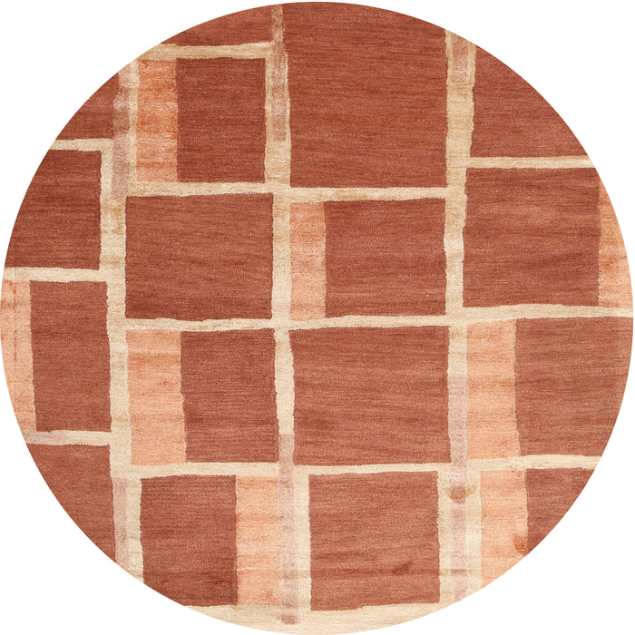 Round Contemporary Orange Red Modern Rug, con2604