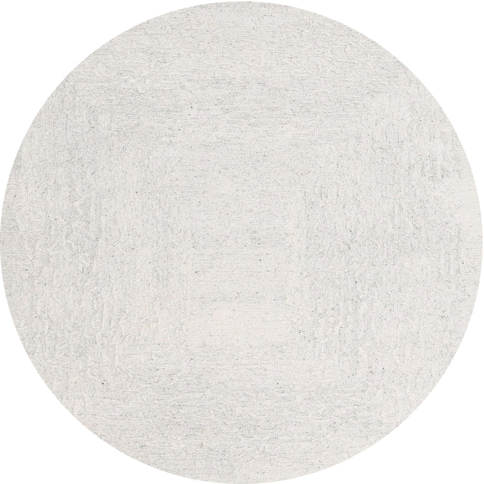 Round Contemporary Dark White Beige Solid Rug, con2608