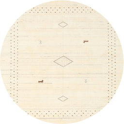 Round Contemporary Peach Beige Solid Rug, con2611
