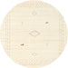 Round Contemporary Peach Beige Solid Rug, con2611