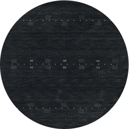 Round Machine Washable Contemporary Gunmetal Green Rug, wshcon2615