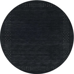 Round Machine Washable Contemporary Gunmetal Green Rug, wshcon2619