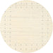 Round Machine Washable Contemporary Peach Beige Rug, wshcon2620