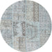 Round Machine Washable Contemporary Gunmetal Gray Rug, wshcon2621