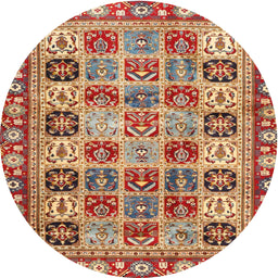 Round Machine Washable Contemporary Red Rug, wshcon2622