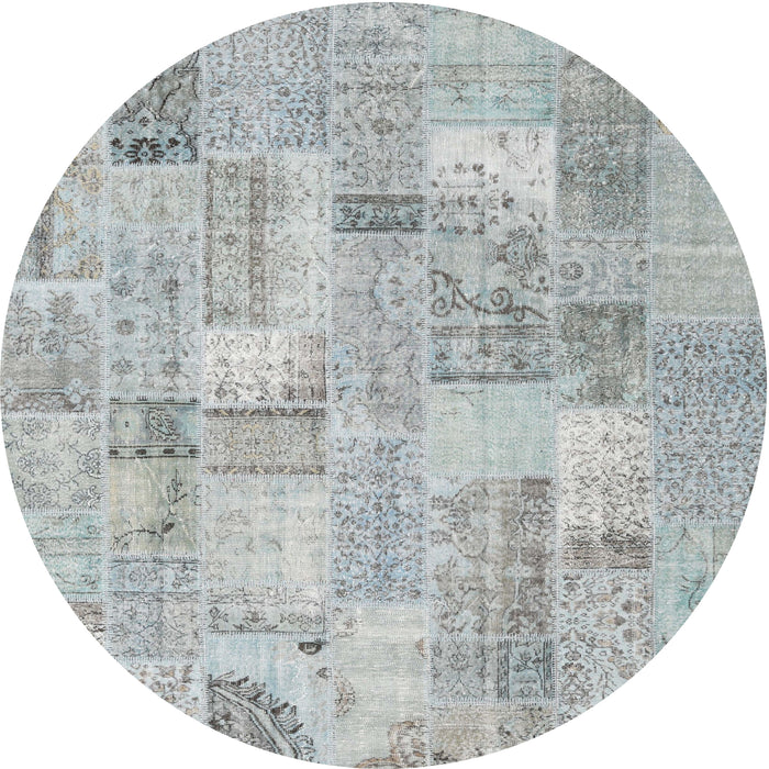 Round Machine Washable Contemporary Gunmetal Gray Rug, wshcon2623