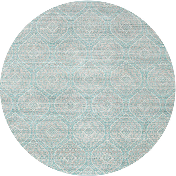 Round Contemporary Light Steel Blue Modern Rug, con262