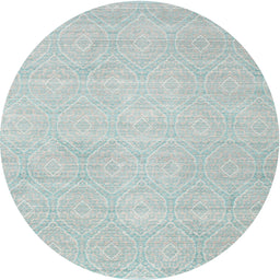 Round Machine Washable Contemporary Light Steel Blue Rug, wshcon262