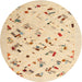 Round Contemporary Sandy Brown Solid Rug, con2633