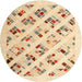 Round Contemporary Sand Brown Solid Rug, con2636