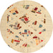 Round Contemporary Sand Brown Solid Rug, con2641