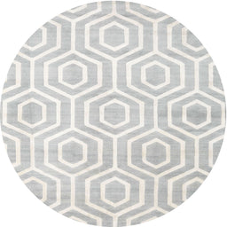 Round Machine Washable Contemporary Silver Gray Rug, wshcon2647