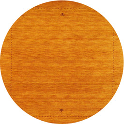 Round Machine Washable Contemporary Orange Red Rug, wshcon2649