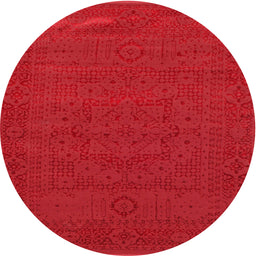 Round Machine Washable Contemporary Red Rug, wshcon264