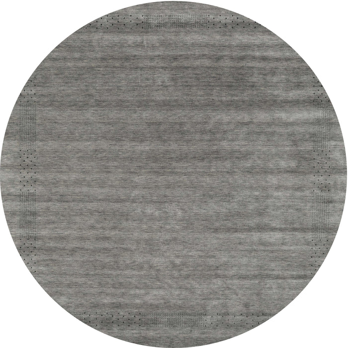 Round Machine Washable Contemporary Gunmetal Gray Rug, wshcon2655