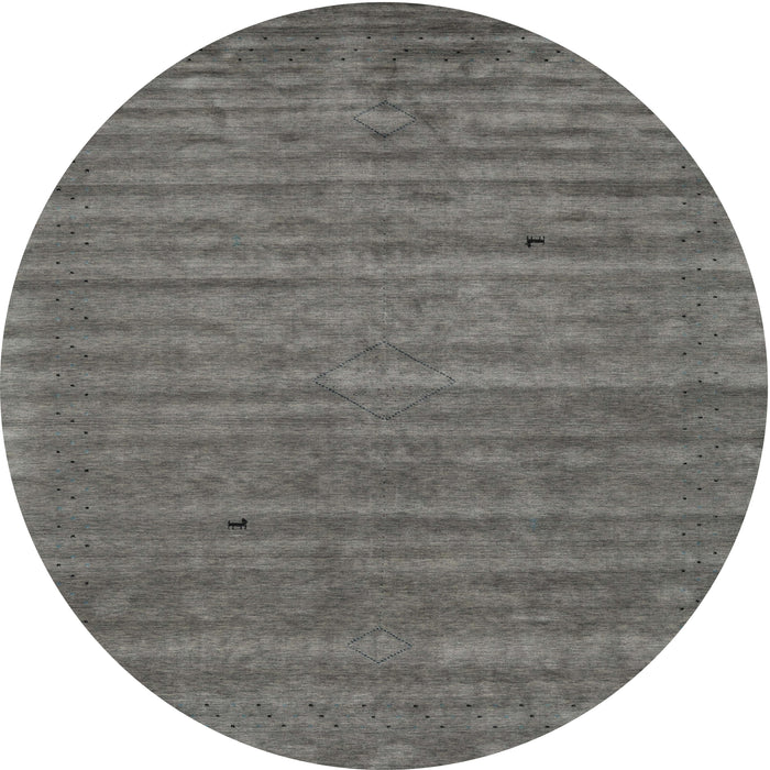 Round Machine Washable Contemporary Carbon Gray Rug, wshcon2659