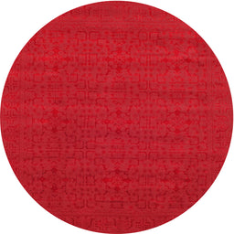 Round Contemporary Red Modern Rug, con266