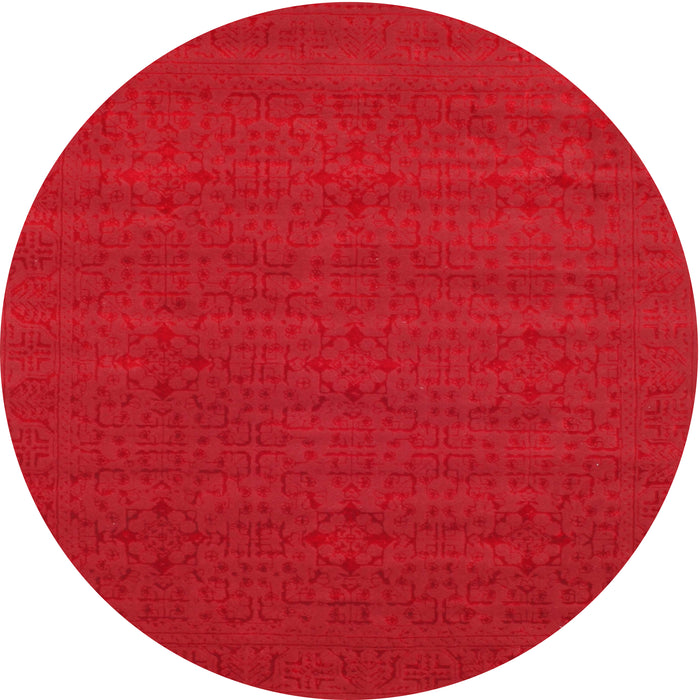 Round Contemporary Red Modern Rug, con266