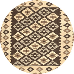 Round Contemporary Reddish Brown Southwestern Rug, con2671