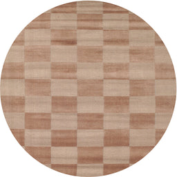 Round Machine Washable Contemporary Rust Pink Rug, wshcon267