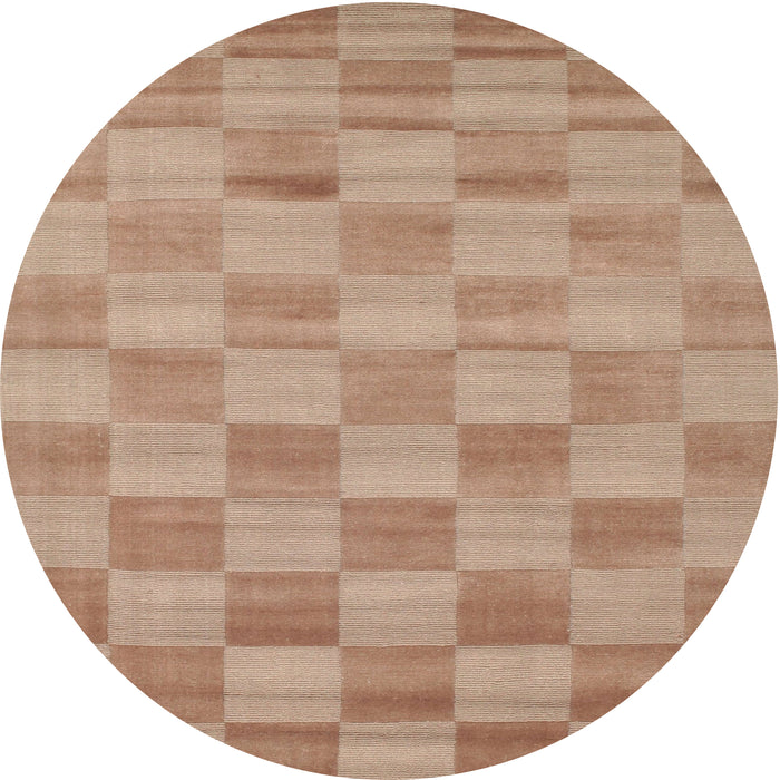 Round Machine Washable Contemporary Rust Pink Rug, wshcon267