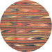 Round Contemporary Brown Red Southwestern Rug, con2680