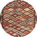 Round Contemporary Saffron Red Oriental Rug, con2686