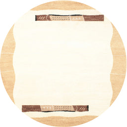 Round Machine Washable Contemporary Beige Rug, wshcon269