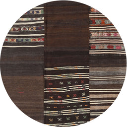 Round Contemporary Brown Southwestern Rug, con2704