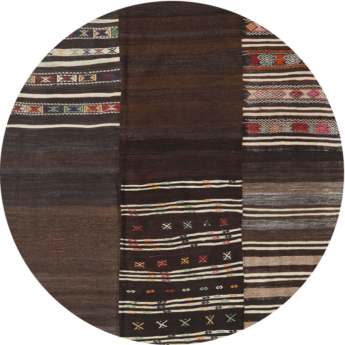 Round Machine Washable Contemporary Brown Rug, wshcon2704