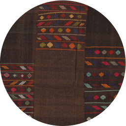 Round Contemporary Red Patchwork Rug, con2705