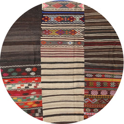 Round Machine Washable Contemporary Brown Rug, wshcon2706