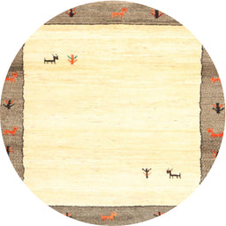 Round Contemporary Sand Brown Solid Rug, con2708