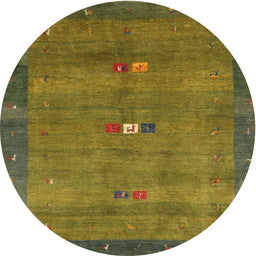 Round Contemporary Oak Brown Modern Rug, con2717
