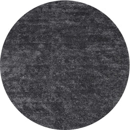 Round Machine Washable Contemporary Carbon Gray Rug, wshcon2723