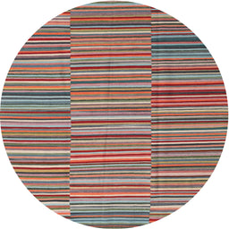 Round Contemporary Sienna Brown Southwestern Rug, con2728