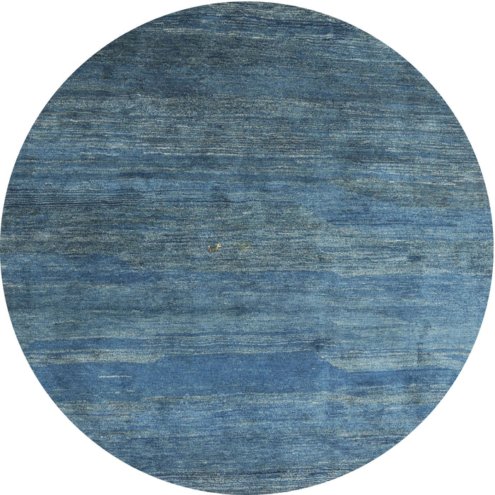 Round Machine Washable Contemporary Blue Rug, wshcon2734