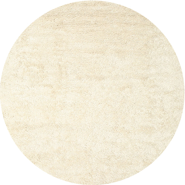 Round Contemporary Beige Solid Rug, con2737
