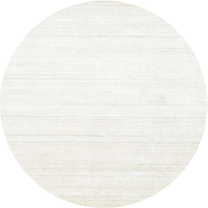 Round Contemporary Pearl White Beige Solid Rug, con273