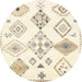 Round Contemporary Brown Solid Rug, con2747