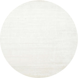 Round Contemporary Pearl White Beige Solid Rug, con274