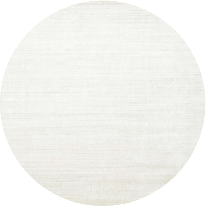 Round Contemporary Pearl White Beige Solid Rug, con274
