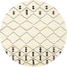 Round Machine Washable Contemporary Parchment Beige Rug, wshcon2753