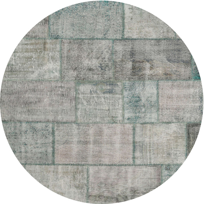 Round Contemporary Sage Green Patchwork Rug, con275