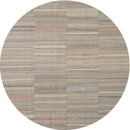 Round Contemporary Tan Brown Modern Rug, con2765