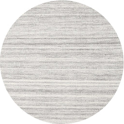 Round Contemporary Off White Beige Solid Rug, con2769