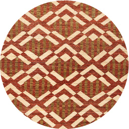 Round Machine Washable Contemporary Red Rug, wshcon276