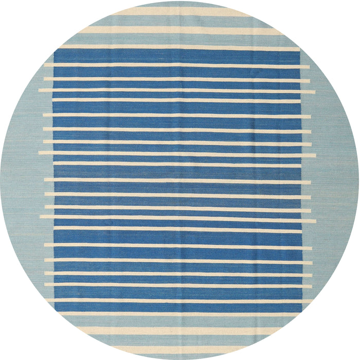 Round Contemporary Blue Ivy Blue Modern Rug, con2777