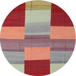 Round Contemporary Red Modern Rug, con2778